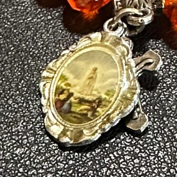 Cornelian & Orange Faceted Crystal Miraculous Charm & Cross Stretch Bracelet - Picture 5 of 12